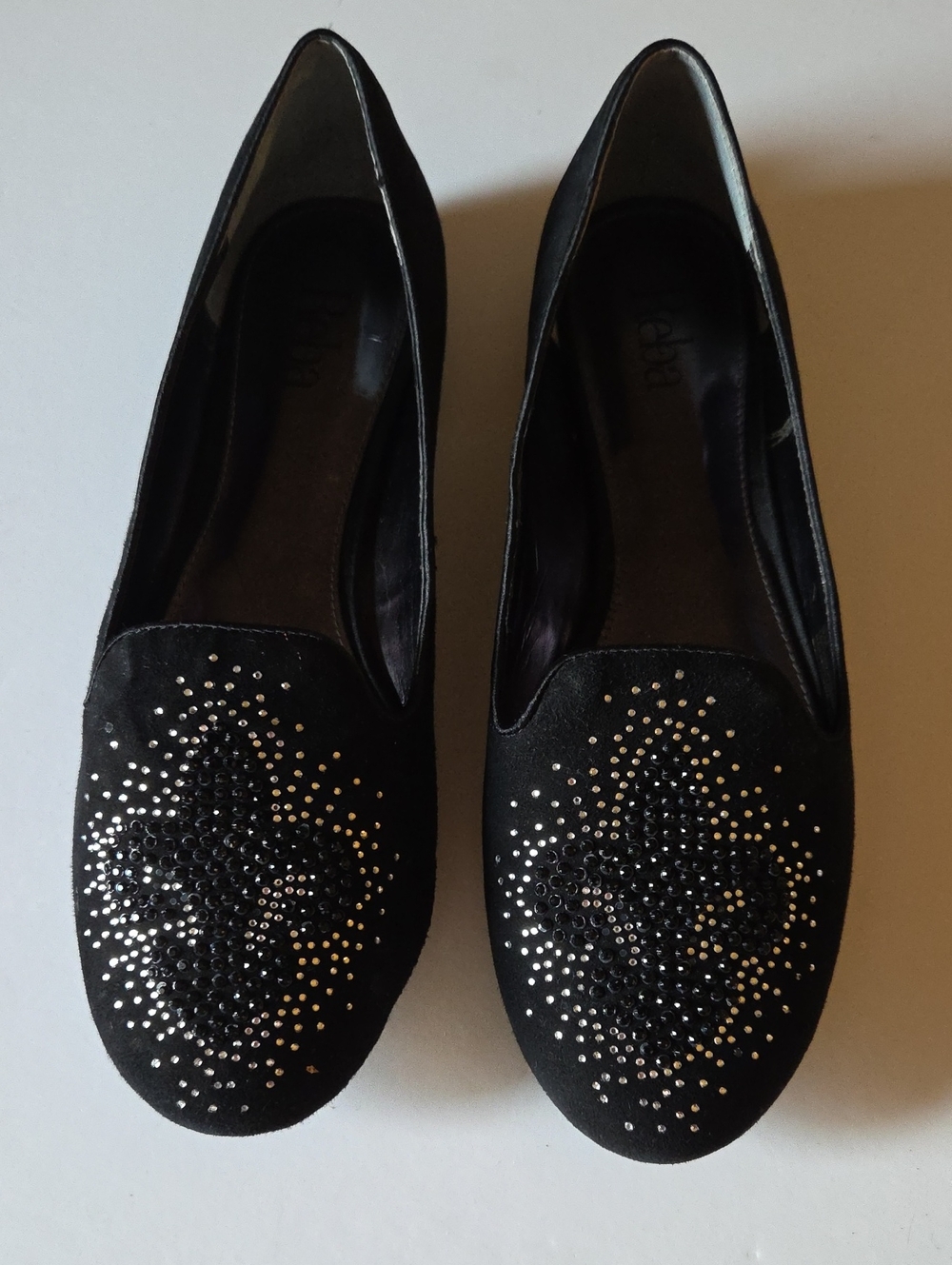 Reba Black Rhinestone Flats | Color: Black | Size: 9